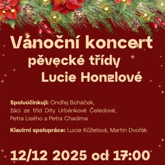 Vánoční koncert pěvecké třídy Lucie Honzlové